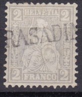 Schweiz Heimat SH TRASADINGEN 186? Lang-Stempel Auf Zu.#28  2 Rp Grau Sitzende Helvetia - Oblitérés