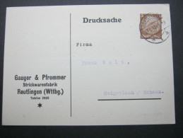 1934, Reutlingen , Firmenkarte - Reutlingen