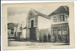 Aubergenville, Rue Du Bois D'Ailly, Au Bon Coin, épicerie Mercerie Rodier, Animée, Rare, 1943, Voir Photos. - Aubergenville
