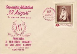 COMMUNIST NATIONAL DAY, PHILATELIC EXHIBITION, SPECIAL COVER, 1969, ROMANIA - Lettres & Documents