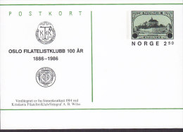 Norway Postal Stationery Ganzsache Entier Postkort 2.50 Kr Card Kart Private Print? OSLO Filatelistklub 100 Jahre Unused - Entiers Postaux