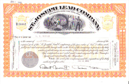 CERTIFICAT ILLUSTRE MINES ST JOSEPH LEAD COMPANY.    1950 - Bergbau