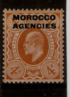 MOROCCO AGENCIES 1912  4d SG 35 PALE ORANGE LIGHTLY MOUNTED MINT Cat £17 - Oficinas En  Marruecos / Tanger : (...-1958