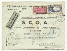 1940 Lettre Du Togo Censurée, Taxée 13F80 à Casablanca, Maroc. - Segnatasse