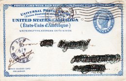 Nr. 412,  Ganzsache USA  1905,  New York, Doppelkarte - 1901-20