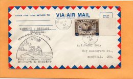 Wadhope To Bissett 1933 Canada Air Mail Cover - Eerste Vluchten