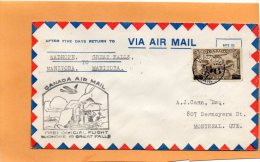 Wadhope To Great Falls 1933 Canada Air Mail Cover - Eerste Vluchten