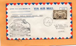 Bissett  To Great Falls 1933 Canada Air Mail Cover - Erst- U. Sonderflugbriefe