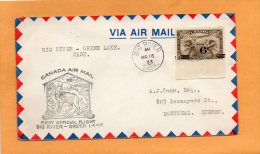 Big River To Green Lake 1933 Canada Air Mail Cover - Eerste Vluchten