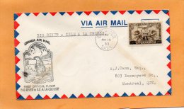 Big River To Green Isle A La Crosse 1933 Canada Air Mail Cover - First Flight Covers