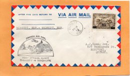 Bissett  To Wadhope 1933 Canada Air Mail Cover - Eerste Vluchten