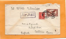 Montreal Air New York By Queen Mary To Devon UK 1937 Canada Air Mail Cover - First Flight Covers