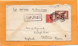 Montreal Air New York By Queen Mary To Devon UK 1937 Canada Air Mail Cover - Erst- U. Sonderflugbriefe