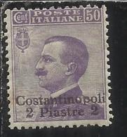 LEVANTE COSTANTINOPOLI 1909 - 1911 SOPRASTAMPATO D´ITALIA ITALY OVERPRINTED 2 PI SU 50 CENT. MNH - European And Asian Offices
