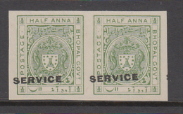 Bhopal State  1/2A  SERVICE Imperforated Pair # 81063 F India Inde Indien - Bhopal