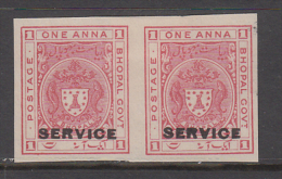 Bhopal State  1A  SERVICE Imperforated Pair # 81062 F India Inde Indien - Bhopal