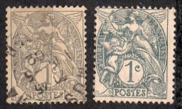 France ; 1900  ; N° Y:  107 X 2   ;  N Et Ob  ;  2 Teintes "Blanc"   ; ; Cote Y  : 2.00   E. - 1900-29 Blanc