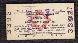 Railway Platform Ticket SANDWICH BRB(S) Red Diamond Edmondson - Europe