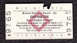 Railway Platform Ticket ORPINGTON BRB(S) Red Diamond Edmondson - Europe