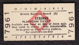 Railway Platform Ticket STAINES BRB(S) Red Diamond Edmondson - Europe