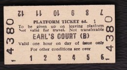 Railway Platform Ticket EARL'S COURT (B) London Transport Edmondson - Europe