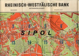 Gleumes' Stadtplan Düsseldorf- Rheinisch Westphälische Bank - 1/16500  Couleur  Années 1930??? - Europa