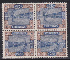 SAAR / SARRE - 1921 - YVERT N° 56c BLOC De 4 * Dont 2 TETE-BECHE - COTE = 80 + EUROS - Neufs
