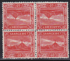 SAAR / SARRE - 1921 - YVERT N° 58a BLOC De 4 * Dont 2 TETE-BECHE - COTE = 130 + EUROS - Unused Stamps