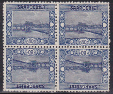 SAAR / SARRE - 1921 - YVERT N° 61a BLOC De 4 * Dont 2 TETE-BECHE - COTE = 170 + EUROS - Ungebraucht