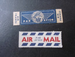 étiquettes Postales Par Avion By Air Mail  Corréos Aéro  Per Via Aéra Document Des Postes: Air France - Altri & Non Classificati