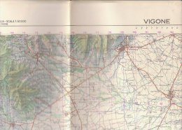 C1267 - MAP - CARTINA IGM 1970 - TORINO - VIGONE/FROSSASCO/PISCINA/ AIRASCA/NONE/VOLVERA/VINO VO/VIRLE/MACELLO/PANCALIE - Topographische Karten