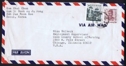 1966 Letter To USA   Sc 519, 525 - Corea Del Sur