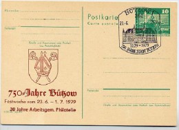 DDR P79-14b-79 C90-b Postkarte PRIVATER ZUDRUCK 750 J. Bützow  Sost. Rathaus 1979 - Cartes Postales Privées - Oblitérées
