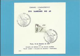 N.º 375 - PORTO 19.10.1974 - XVII JAMBOREE NO AR - CARIMBO COMEMORATIVO DE COIMBRA - PORTUGAL - Local Post Stamps