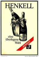 Reklame Werbeanzeige  -  Sekt Henkell Trocken  ,  Eine überlegte Wahl  ,  Von 1970 - Alcolici