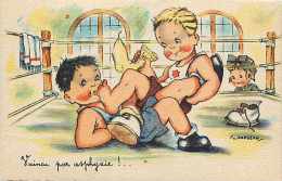 Themes Div- Sports - Ref G285-  La Lutte - Illustrateur Enfants - Gougeon - Carte Bon Etat  - - Ringen