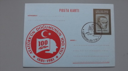 Zypern Türkisch Sonderkarte, SST 20.7.1981, 100 Jahre Atatürk - Brieven En Documenten