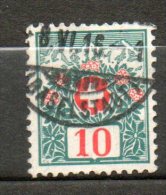 SUISSE Taxe 10c Vert Bleu Rouge 1910 N°45 - Impuesto