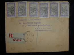 BEL AFFRANCHISSEMENT SUR LETTRE RECOMMANDEE DE TANANARIVE 1927 ADRESSEE EN FRANCE  COVER COLONIE - Cartas & Documentos