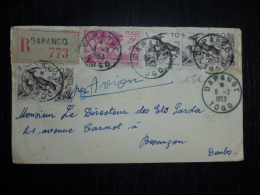 LETTRE RECOMMANDEE DE DAPANGO 1953 AVEC BEL AFFRANCHISSEMENT  ADRESSEE EN FRANCE PAR AVION COVER COLONIE - Brieven En Documenten