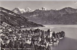 Cp , SUISSE , OBERHOFEN , Oberhofen Mit Eiger , Mönch Und Jungfrau - Oberhofen Am Thunersee