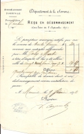 RECU EN DEDOMMAGEMENT Du 9 FEVRIER 1872 Pour JOLY MARTIN - Documents