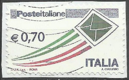 # Italia 2013 Busta Che Spicca Il Volo Da 0,70 Cent. - Usato Su Frammento - 2011-20: Oblitérés