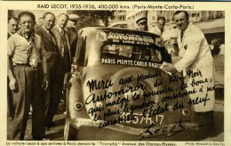 Raid Lecot (paris-monte Carlo - Paris) - La Voiture Lecot Devant " Le Triomphe" Aux Champs élysées 1936 - Rallye