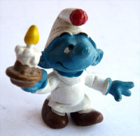 Figurine SCHTROUMPF SOMNANBULE AVEC BOUGIE SCHLEICH PEYO W GERMANY - SMURF PITUFO SCHLUMPH - I Puffi