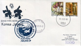 Enveloppe Vol Spécial Austrian Airlines Vienne Tokyo Coupe Du Monde De Football 2002 - 2002 – Corée Du Sud / Japon