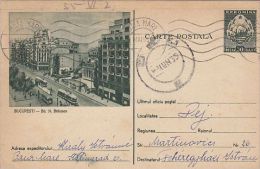 TRAMWAYS, BUCHAREST- BALCESCU BOULEVARD, PC STATIONERY, ENTIER POSTAL, 4X, 1955- 1958, ROMANIA - Tram