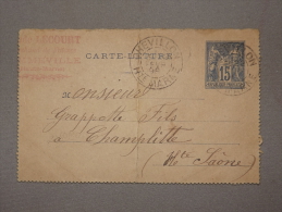 Entier Postal Carte Lettre Type Sage Bleu Sur Paille - Cartes-lettres