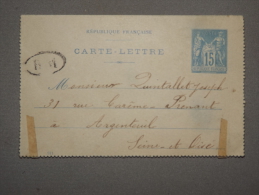 Entier Postal Carte Lettre Type Sage Bleu - Cartes-lettres