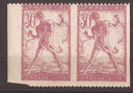 1919 SHS SLOVENIJA VERIGARI JUGOSLAVIJA VERTICAL  IMPERFORATE INTERESTING COLOR EROR PERFORATION  MNH - Unused Stamps